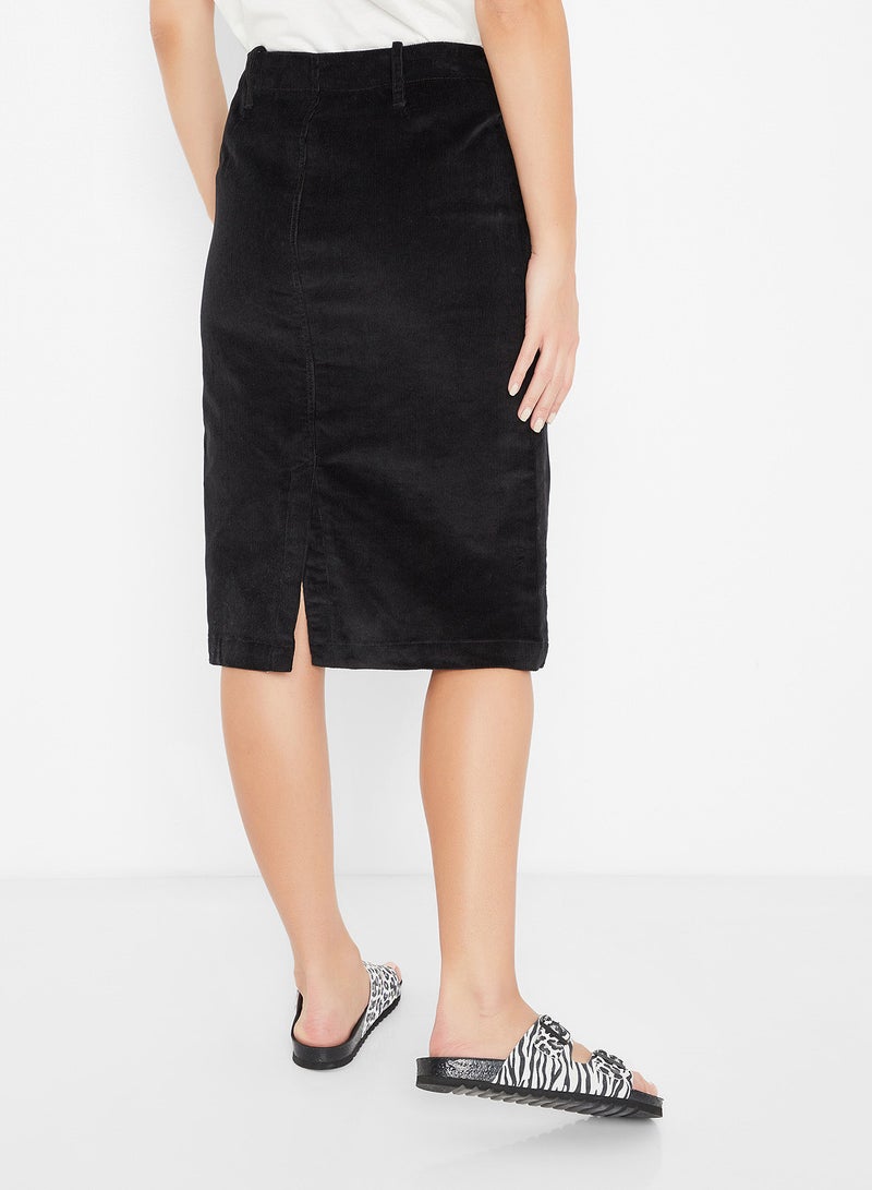 VERO MODA - Solid Design Front Button Detail Skirt Black - Image 1