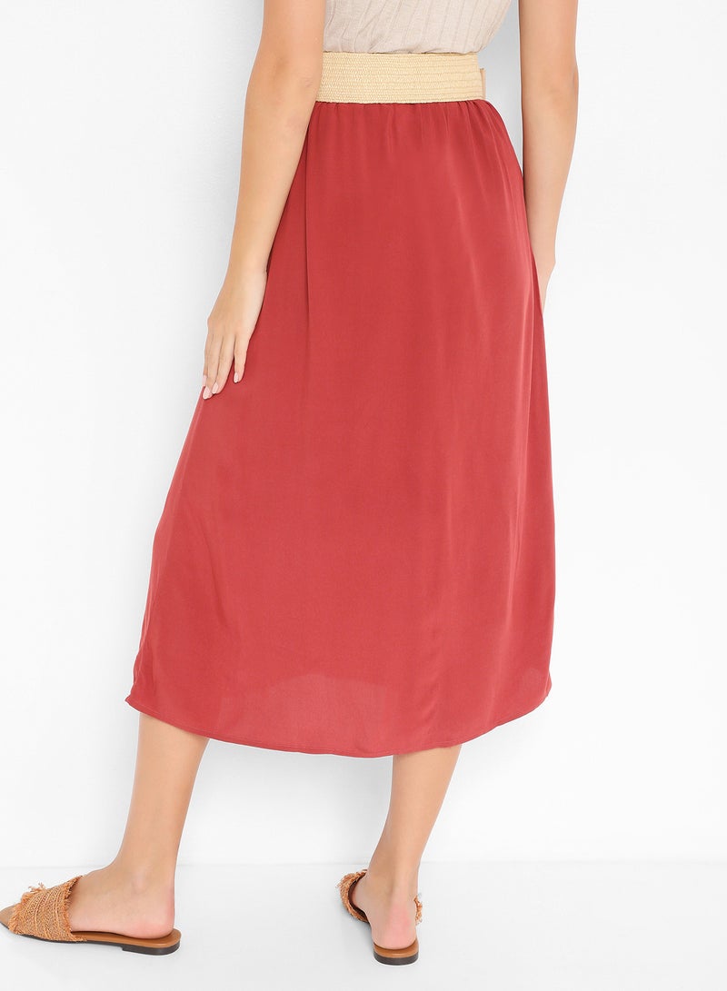 VERO MODA - Brick Button-Down Skirt Red - Image 1