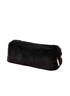 Generic Kawaii Solid Color Plush Pencil Case Black 
