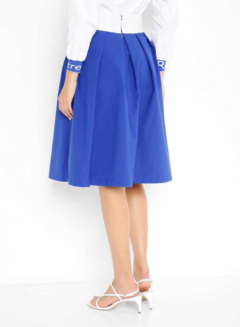 Iconic - Elasticated Waist Midi Skirt Blue - Image 1