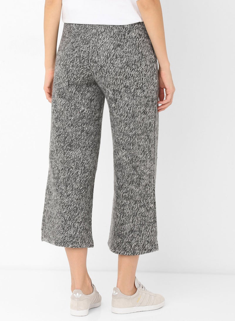 ELEGANZA - Mid-Rise Drawstring Printed Culottes Grey - Image 1