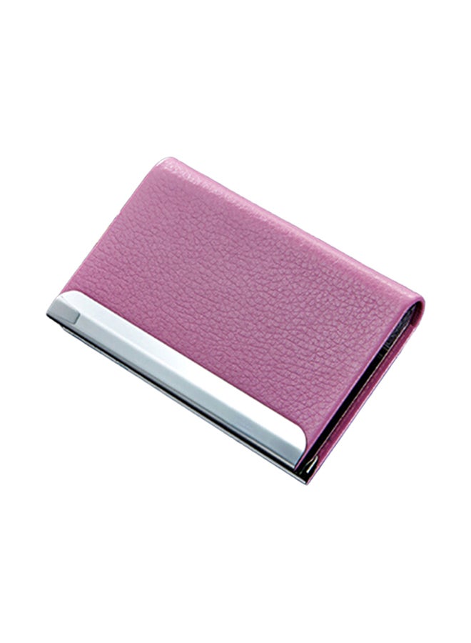 Generic 2-Piece Lichi Texture Business Card Holder Set Pink 