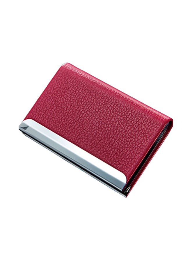 Generic 2-Piece Lichi Texture Business Card Holder Set Red 