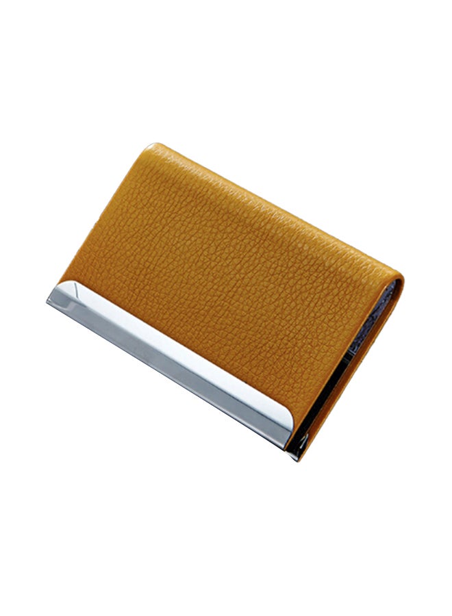 Generic 2-Piece Lichi Texture Business Card Holder Set Yellow 