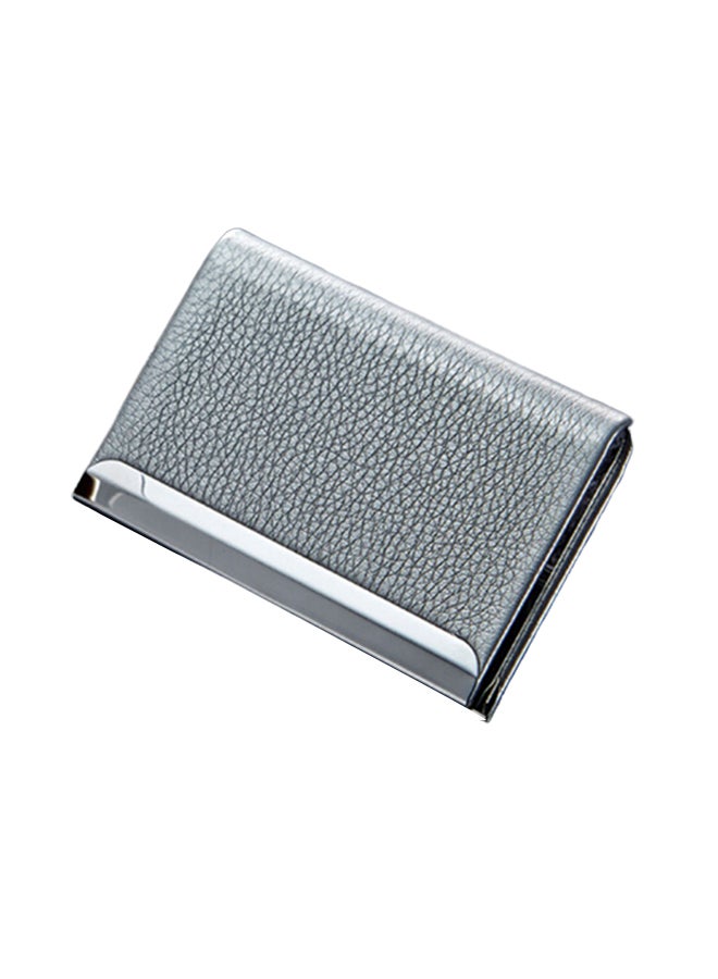 Generic 2-Piece Lichi Texture Business Card Holder Set Silver 