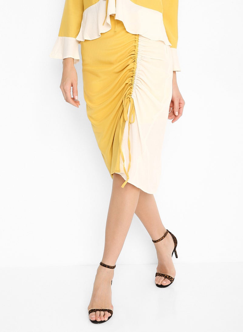 Stock - Multi Ruched Skirt Yellow - Image 1