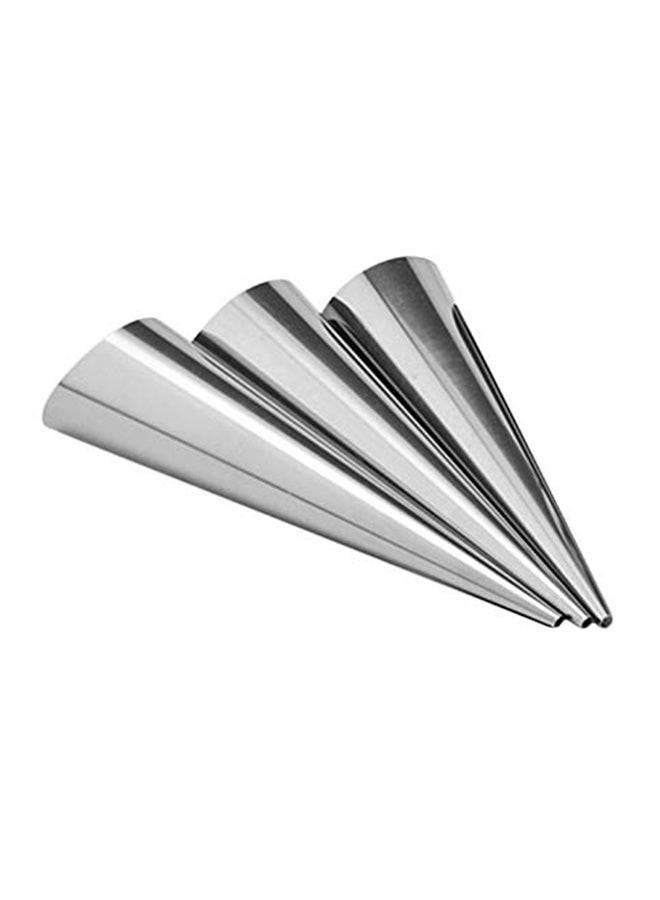 بيتا مجموعة قوالب خبز من الستانلس ستيل على شكل أنبوب مخروطي لصنع كرواسون ومعجنات حلزونية مكونة من 3 قطع فضي 10سم - Image 1