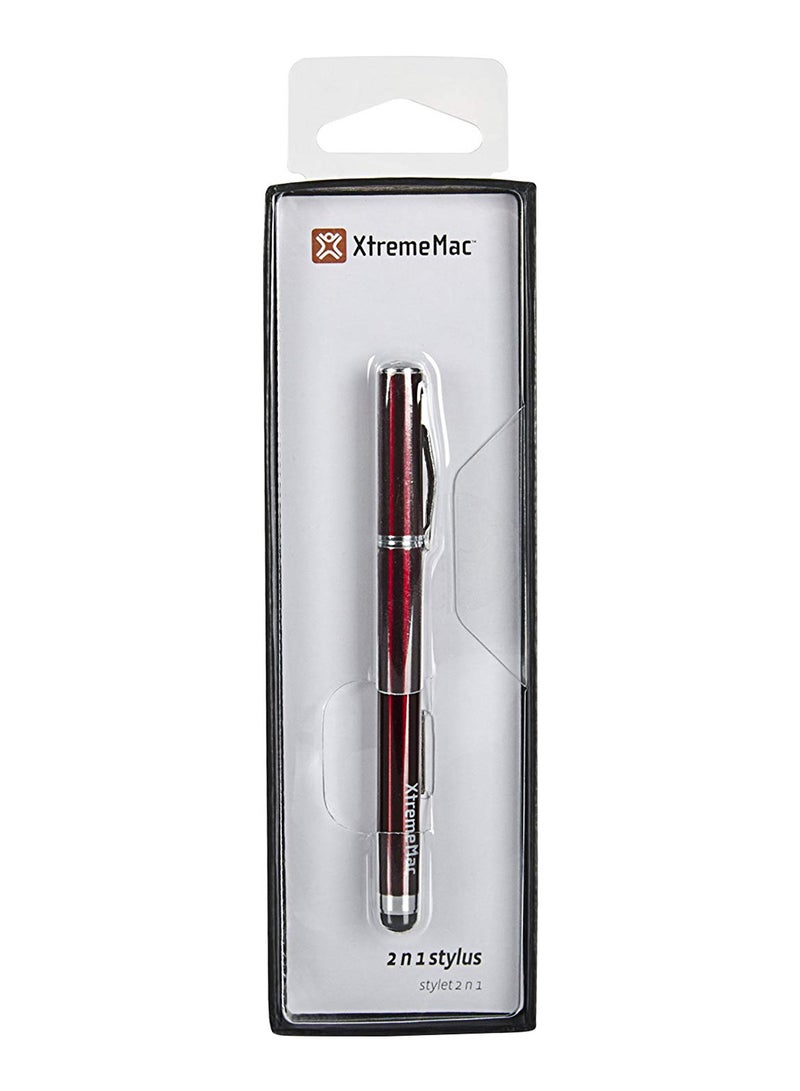 XtremeMac - 2-In-1 Touch Screen Stylus Pen Red/Silver - Image 1