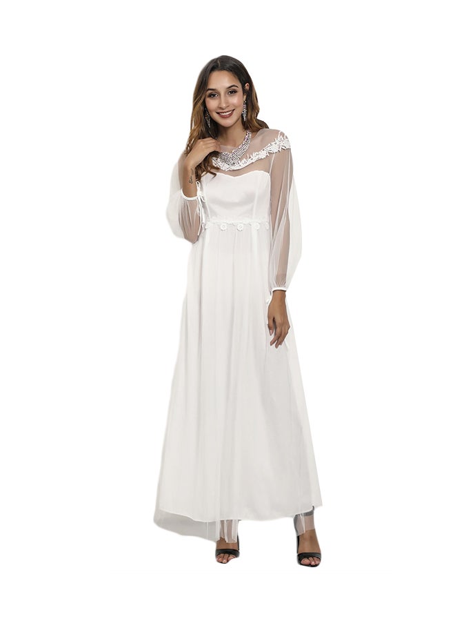 Fashion Long Sleeve Maxi Dress White  - Image 1