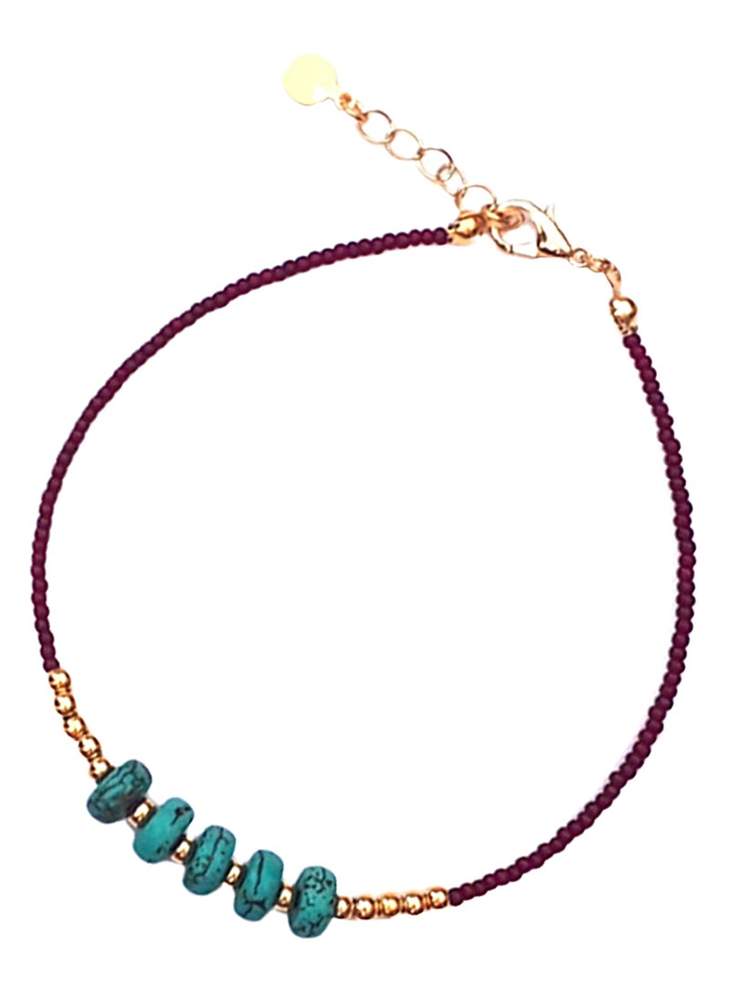 ألوان خلخال من المعدن مزين بأحجار بلون فيروزي - Image 2