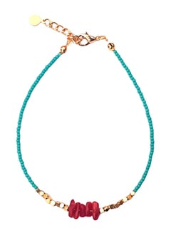 Alwan Metal Coral Stone Bead Anklet  - Image 1