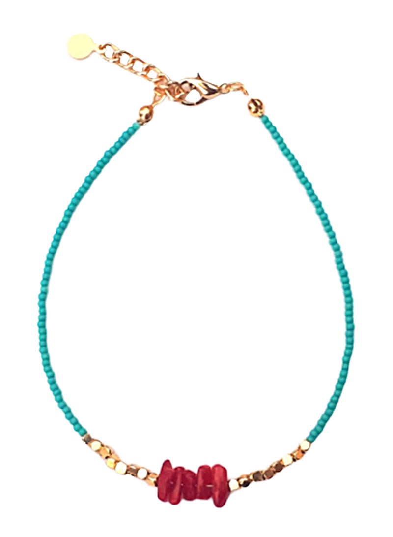 ألوان خلخال معدني مزيّن بالخرز والأحجار المرجانية - Image 1