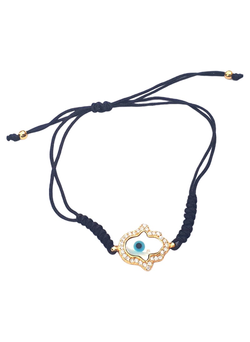 ألوان سوار خيطي مزيّن بكف خمسة من الفضة - Image 1