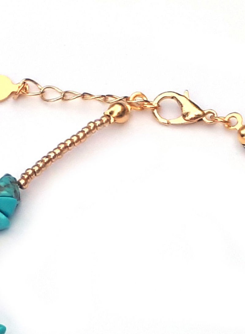 Alwan - Metal Turquoise Stone Anklet - Image 1