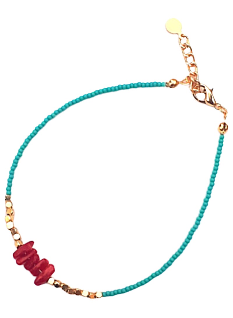 ألوان خلخال معدني مزيّن بالخرز والأحجار المرجانية - Image 2