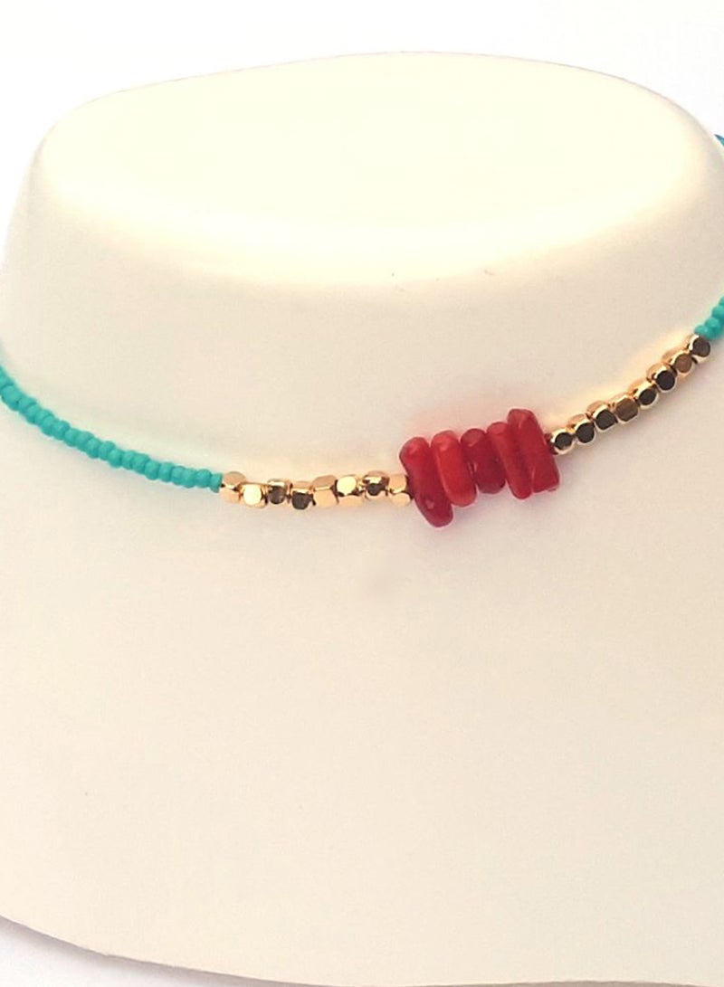 ألوان خلخال معدني مزيّن بالخرز والأحجار المرجانية - Image 3