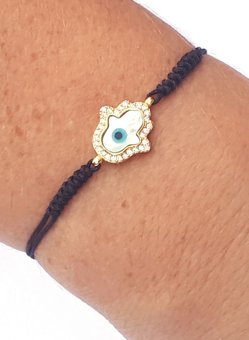 ألوان سوار خيطي مزيّن بكف خمسة من الفضة - Image 2