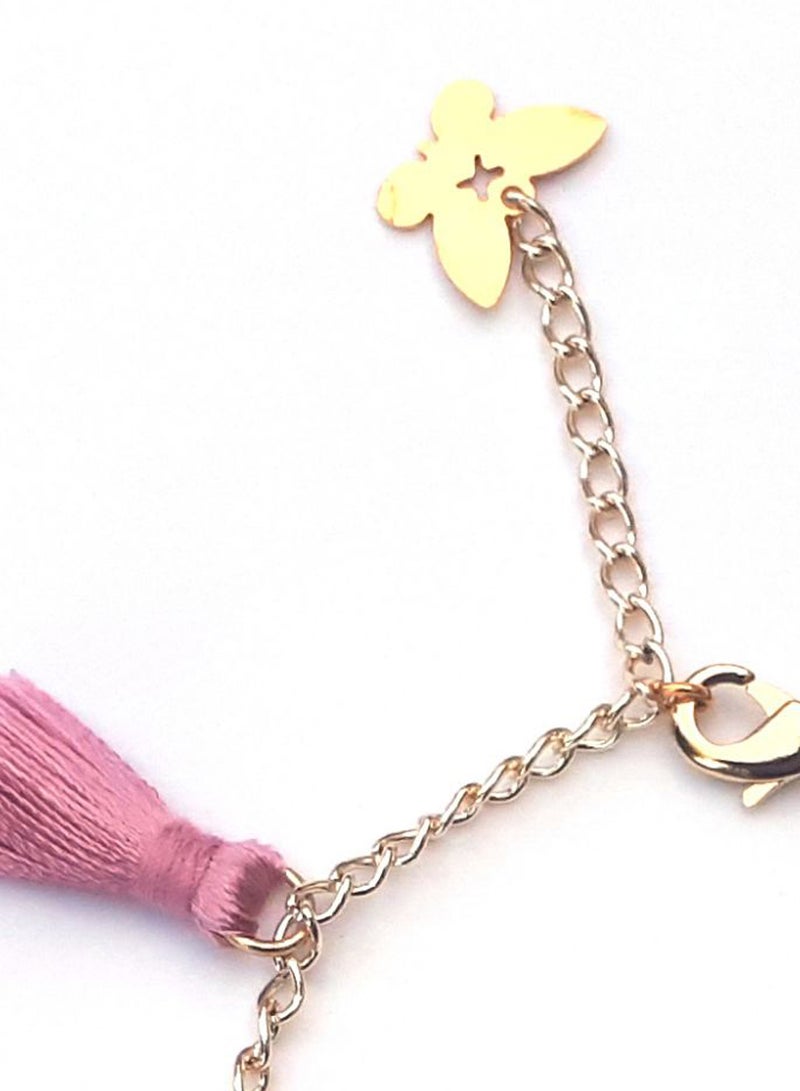 ألوان خلخال متدلٍ بتصميم سلسلة مزين بأشكال الشرابة ومطلي بالذهب - Image 3