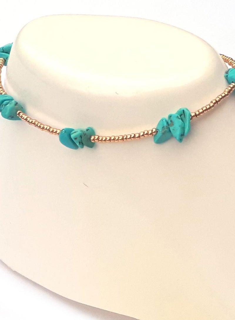 Alwan - Metal Turquoise Stone Anklet - Image 1