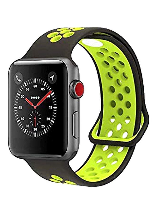 Eworld - Interchangeable Band For Apple Watch Series 5/4/3 42/44mm Black/Green - Image 1