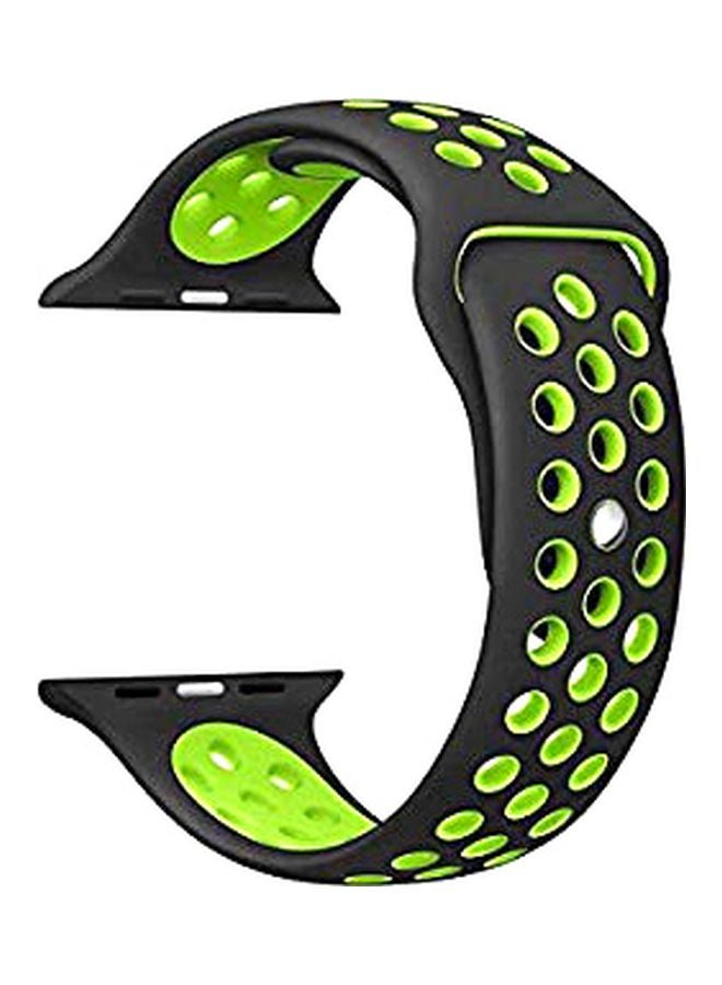 Eworld - Interchangeable Band For Apple Watch Series 5/4/3 42/44mm Black/Green - Image 1