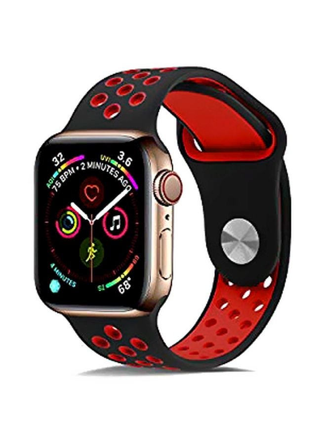Eworld - Replacement Band For Apple Watch Series 5/4/3 Nike+ Sport Edition-42mm, 44mm Black/Red - Image 1