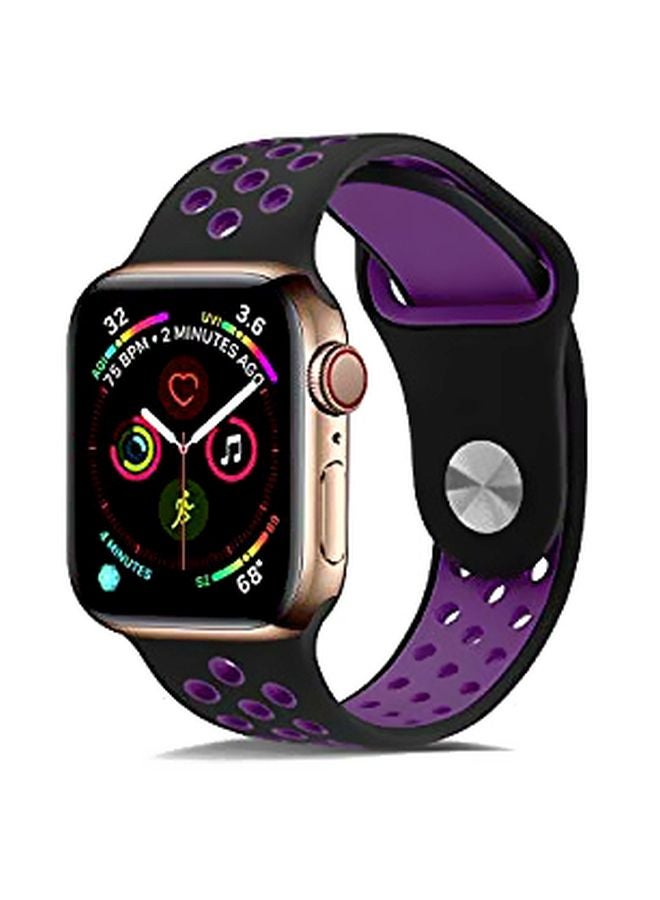 Eworld - Replacement Band For Apple Watch Series 5/4/3/, Nike+, Sport, Edition-42mm, 44mm Black/Purple - Image 1