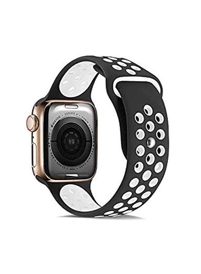 Eworld - Replacement Band For Apple Watch Series 5/4/3/, Nike+, Sport, Edition-38mm, 40mm Black/White - Image 1