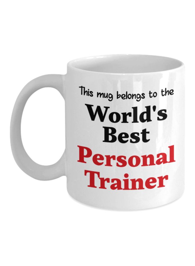 مج قهوة مطبوع عليه عبارة "World's Best Personal Trainer" أبيض/أحمر/أسود