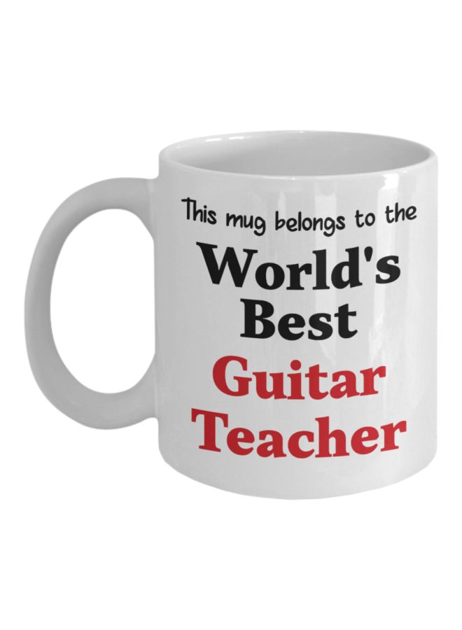 World's Best Guitar Teacher Printed Coffee Mug White/Black/Red 