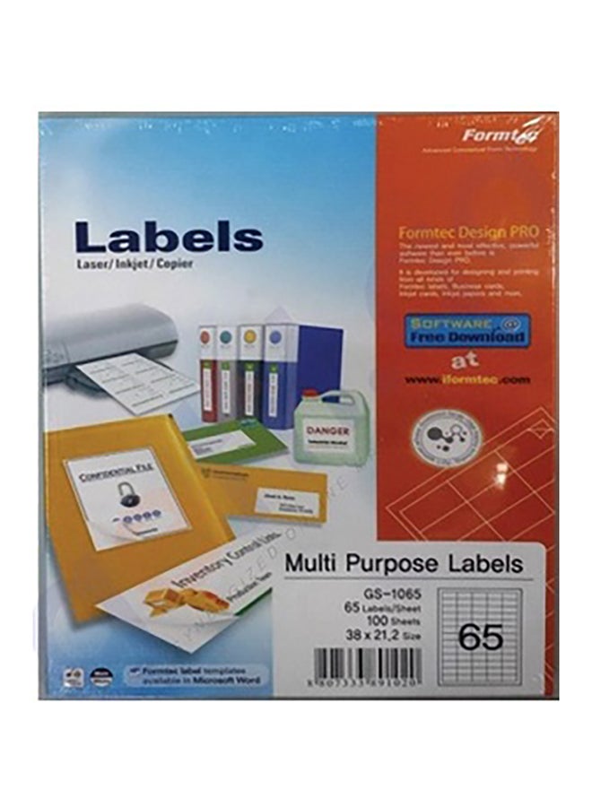 Formtec 100-Piece Multipurpose Sheets White