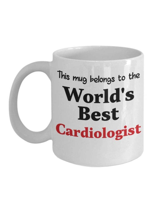 مج بنمط مطبوع بعبارة "World's Best Cardiologist" أبيض/أسود/أحمر