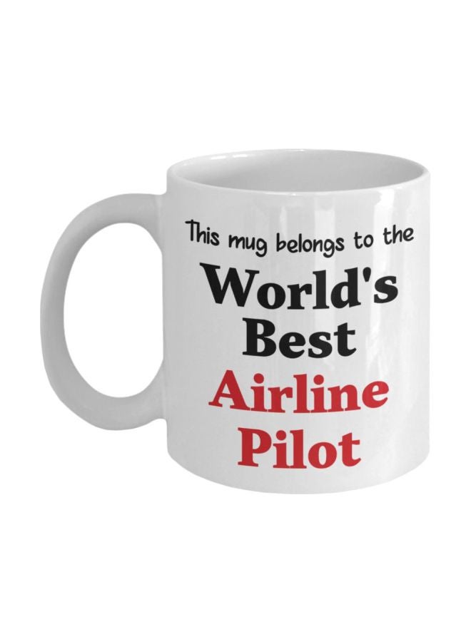 مج قهوة بطبعة عبارة "World's Best Airline Pilot" أبيض/أسود/أحمر