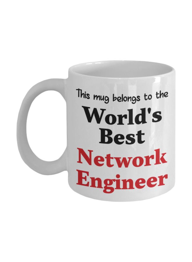 Generic - World's Best Network Engineer Printed Coffee Mug White/Black/Red 325ml - Image 1