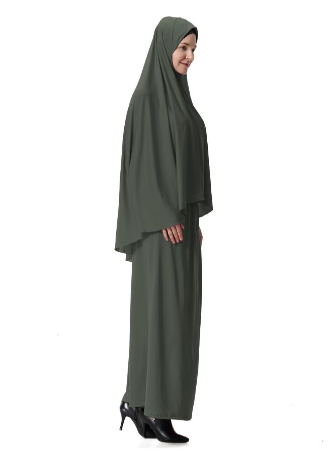 طقم عباية من قطعتين بنمط مرقع لون سادة متعدد الألوان - Image 2