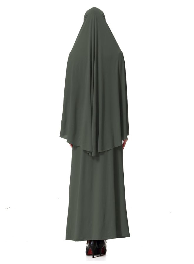 طقم عباية من قطعتين بنمط مرقع لون سادة متعدد الألوان - Image 3