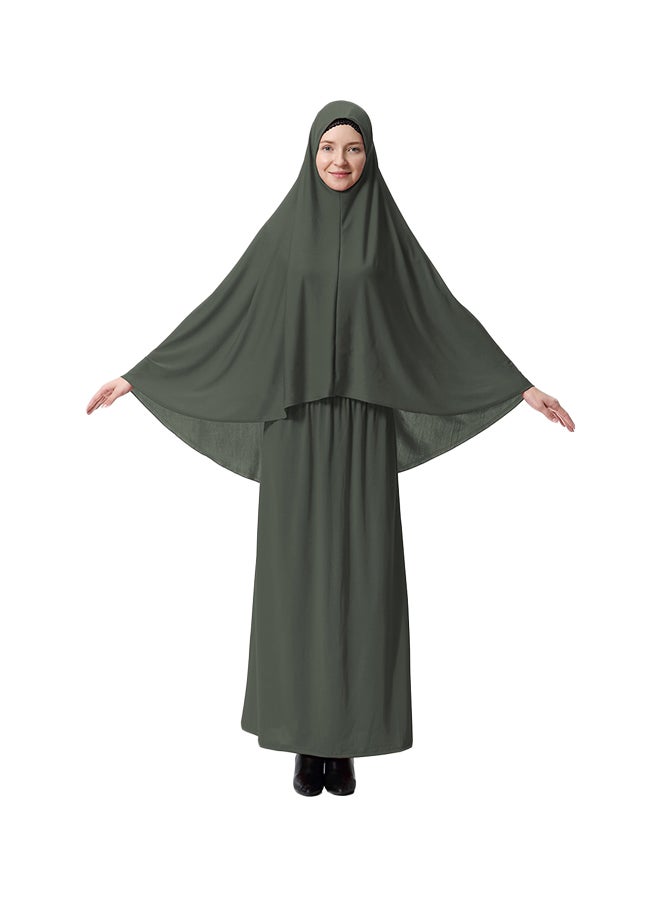 طقم عباية من قطعتين بنمط مرقع لون سادة متعدد الألوان - Image 1