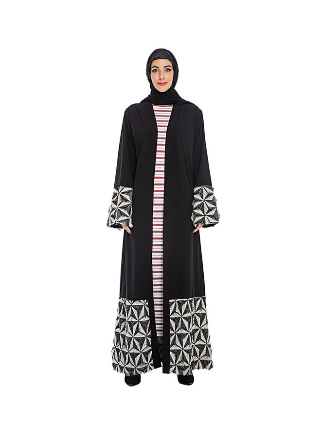 Patchwork Pattern Long Sleeve Abaya Maxi Dress Multicolour - Image 1