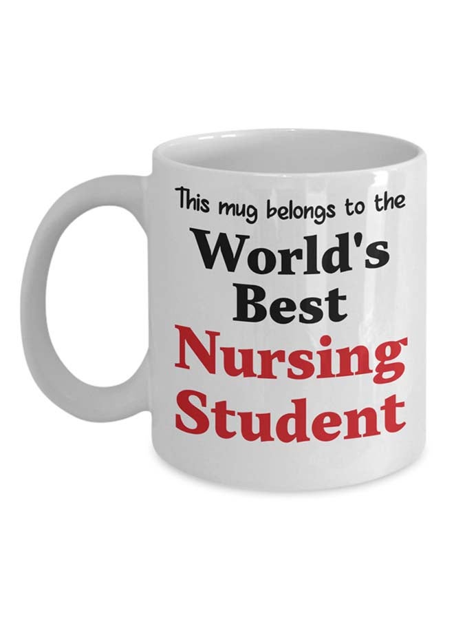إيتالكو-سي بي مج مناسب للممرضات مطبوع عليه عبارة "World'S Best Nursing Student" أبيض