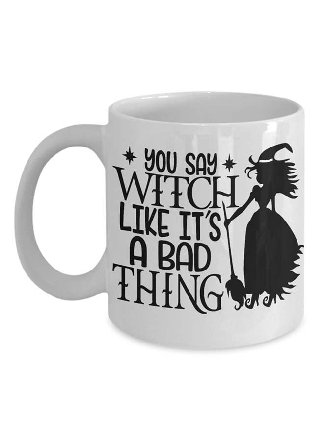 إيتالكو-سي بي مج مزين بطبعة عبارة "Halloween You Say Witch Bad Thing" أبيض
