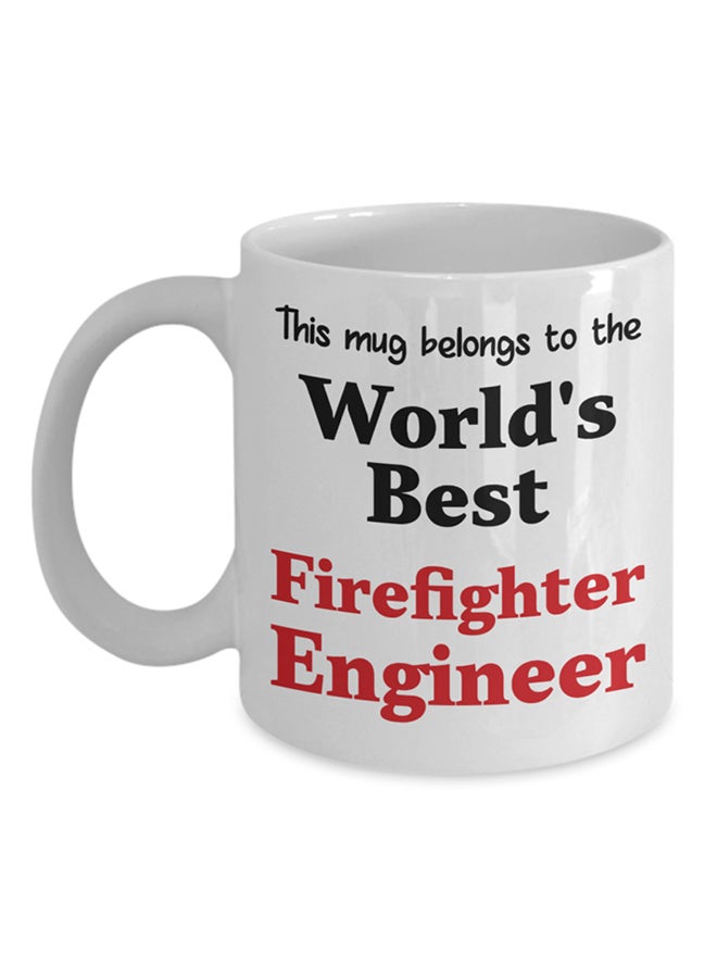 إيتالكو-سي بي مج مزين بعبارة "This Mug Belongs To The World'S Best Firefighter Engineer" أبيض