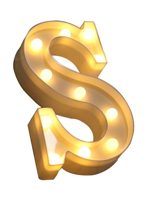 Alphabet S Letter Shape Decorative LED Light Yellow 220 x 180mm