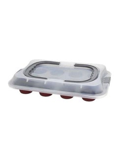 Tognana Muffin Tray With Lid Maroon/Clear/Grey 37x25x7cm 