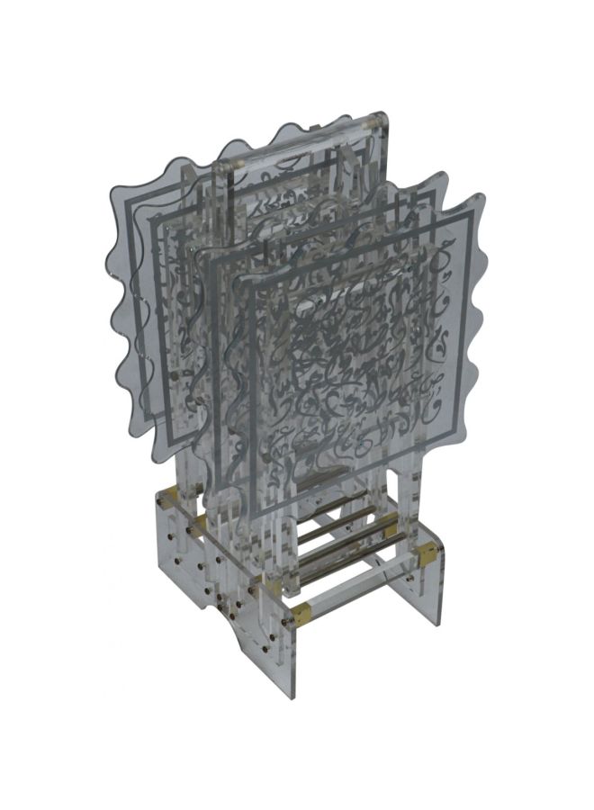 ماركة غير محددة - مجموعة طاولات من الأكريليك بتصميم متداخل مكونة من 4 قطع شفاف - Image 1