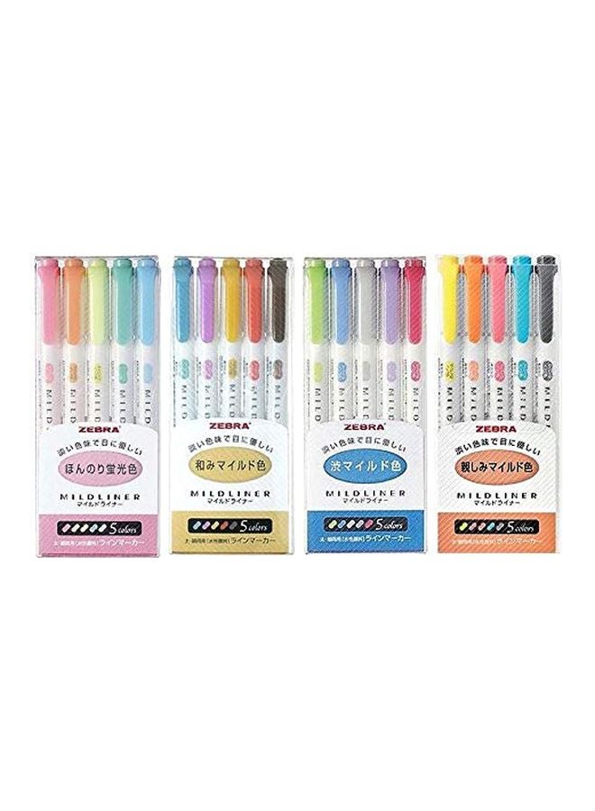 ZEBRA 20-Piece Mildliner Highlighter Pen Set Violet/Grey/Red  - Image 1