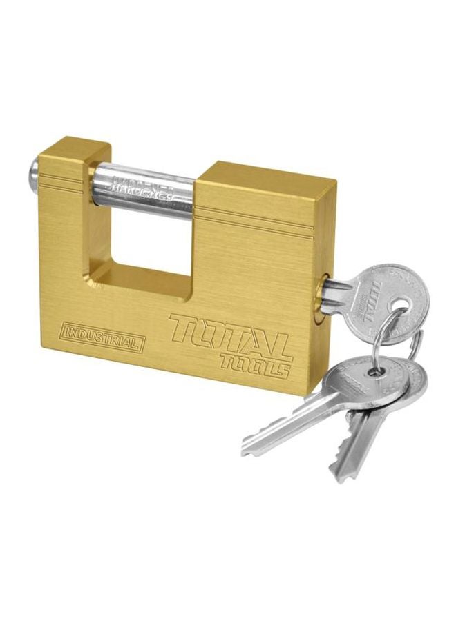 TOTAL Brass Padlock With 3-Piece Key Set Gold 60mm  - Image 1