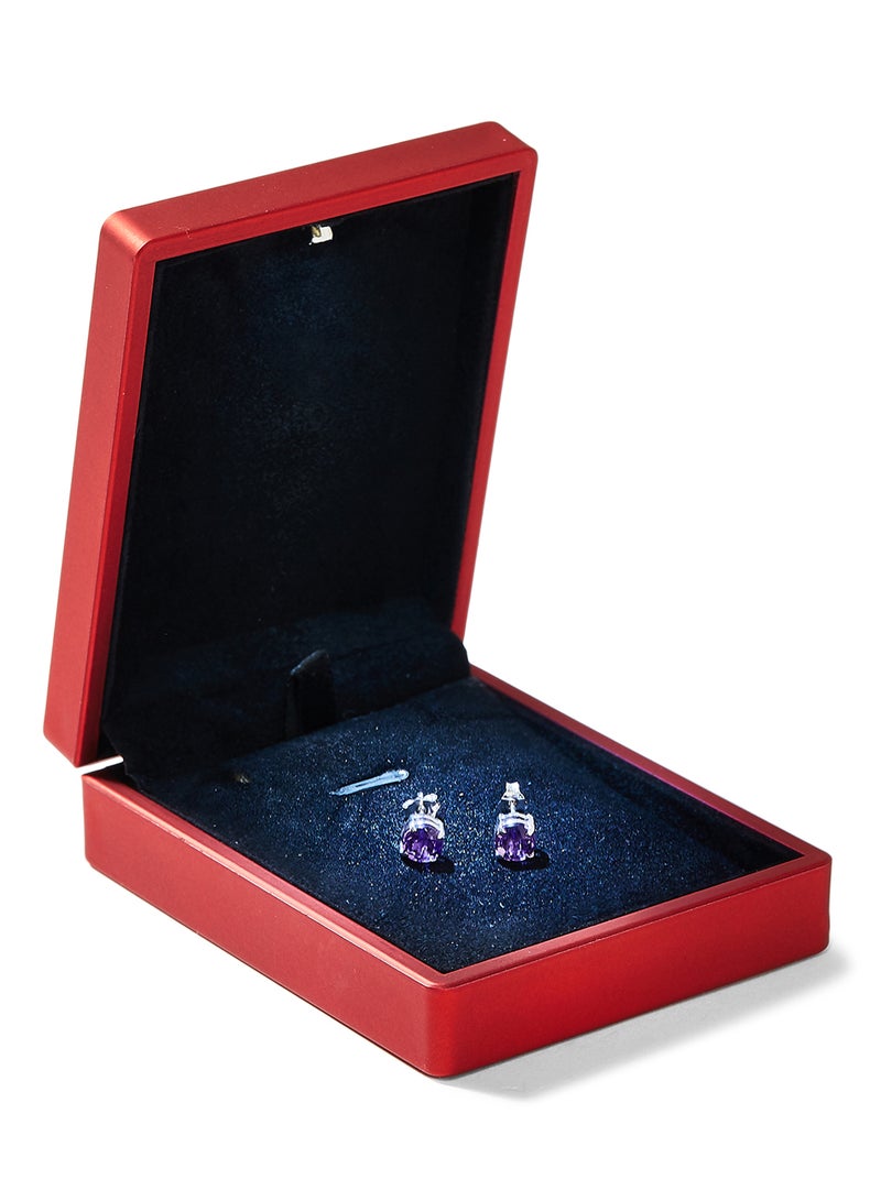 Capri Gold 18 Karat White Gold Amethyst Round Earrings  - Image 3