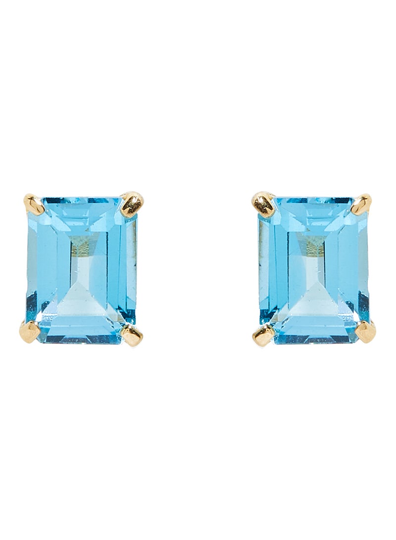 Capri Gold 18 Karat Gold Blue Topaz Rectangular Earrings - Image 1