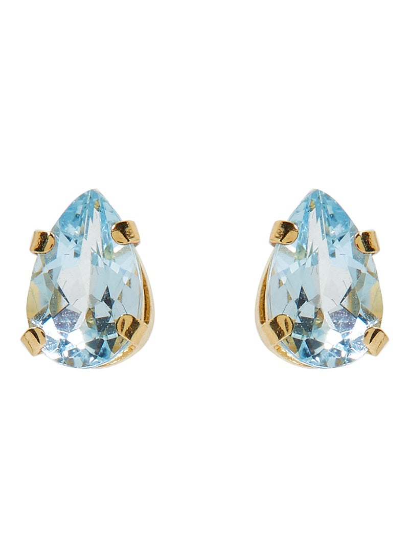 Capri Gold 18 Karat Gold Aquamarine Pear-Cut Earrings - Image 1