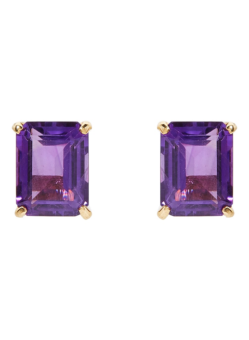 Capri Gold 18 Karat Gold Amethyst Rectangular Earrings  - Image 1
